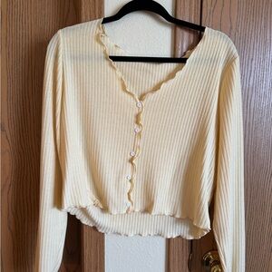 Shein Yellow Long Sleeved Crop Top
